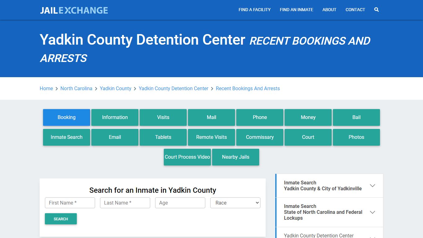 Yadkin County Detention Center Recent Bookings And Arrests - Jail Exchange